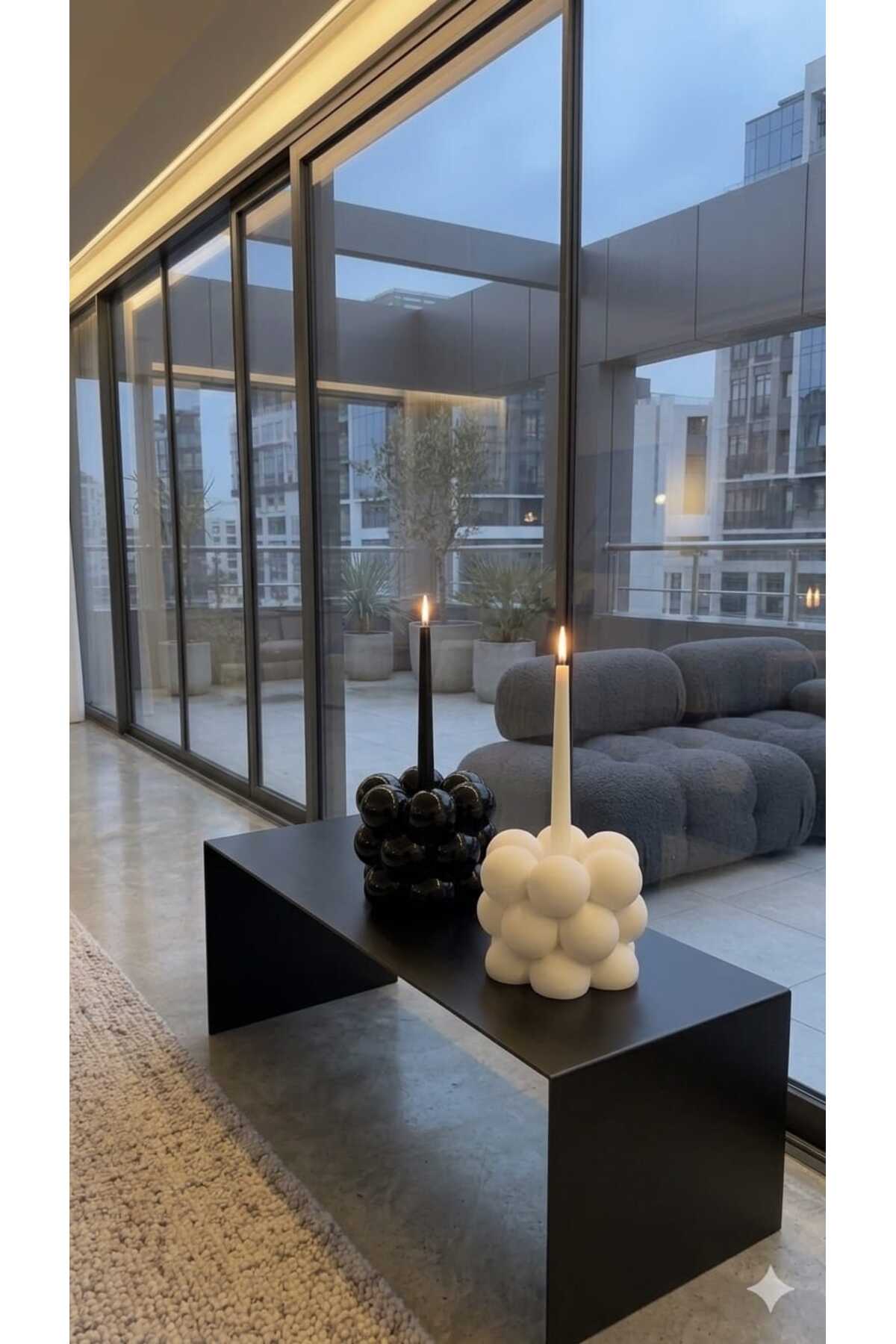 Dekoratif Mumluk 2'li Şamdanlık Beyaz – görsel 2