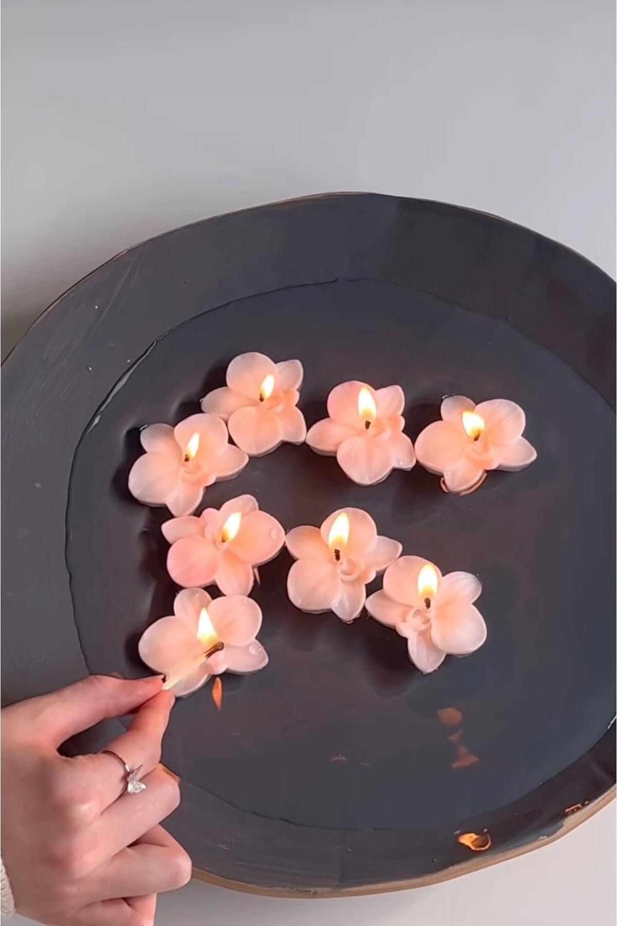 Dekoratif Orkide ve Gül Mum Beyaz – görsel 5
