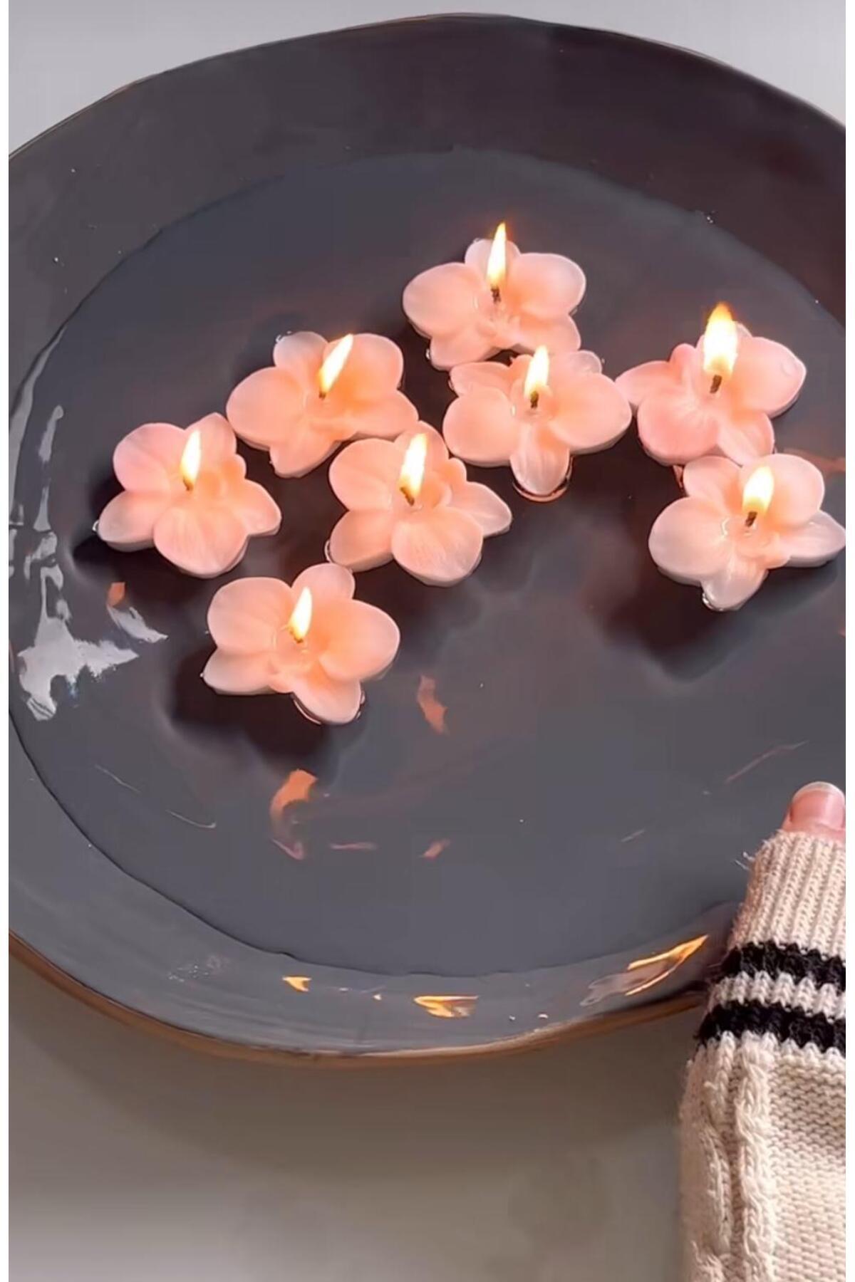 Dekoratif Orkide ve Gül Mum Beyaz – görsel 6