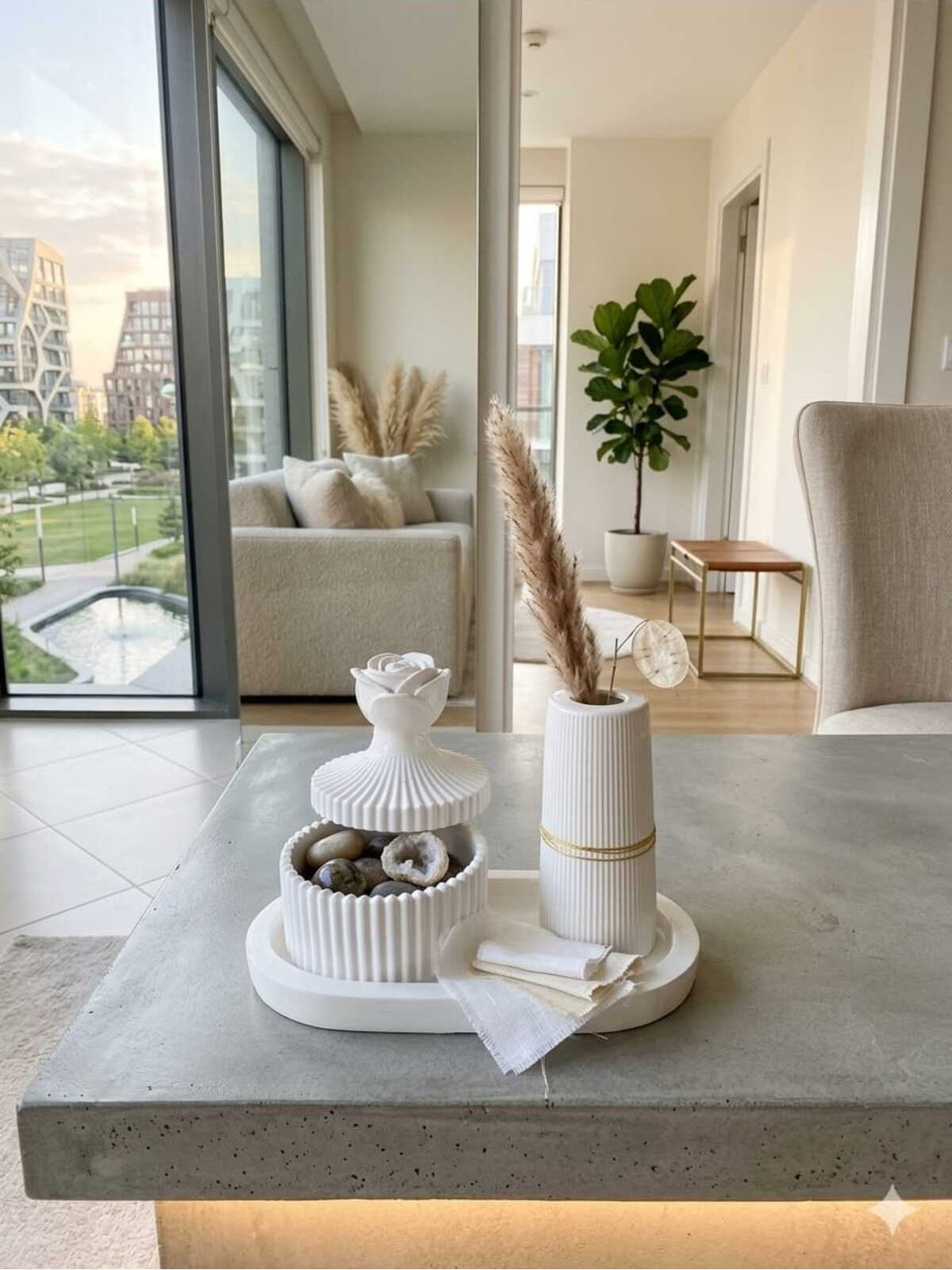 Dekoratif Oval Tepsi ve Takı Kase ve Kapagı Gül Detaylı ve Vazo