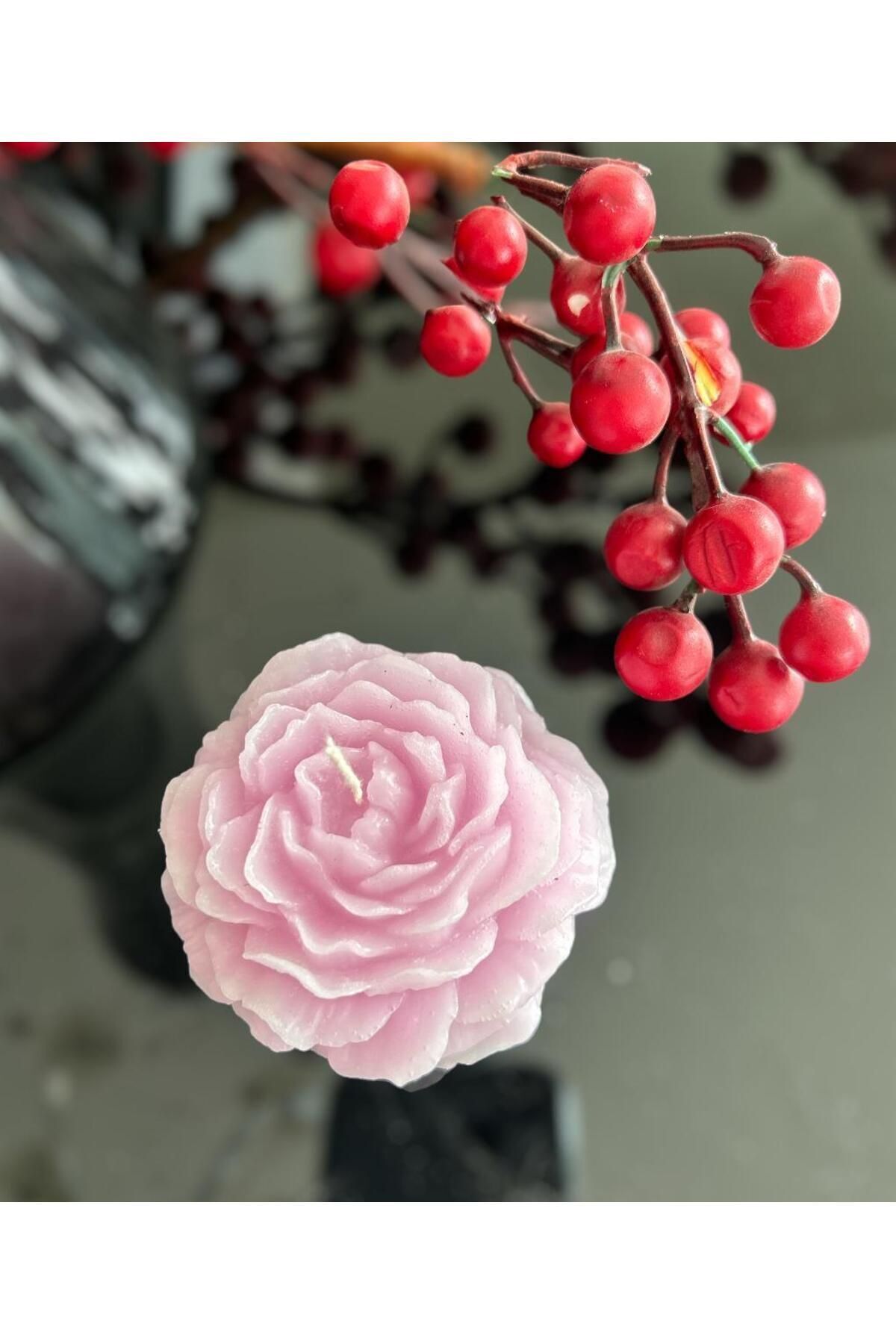 Dekoratif Şakayık Gül 3'lü Gül Pembe 7x7 cm – görsel 2