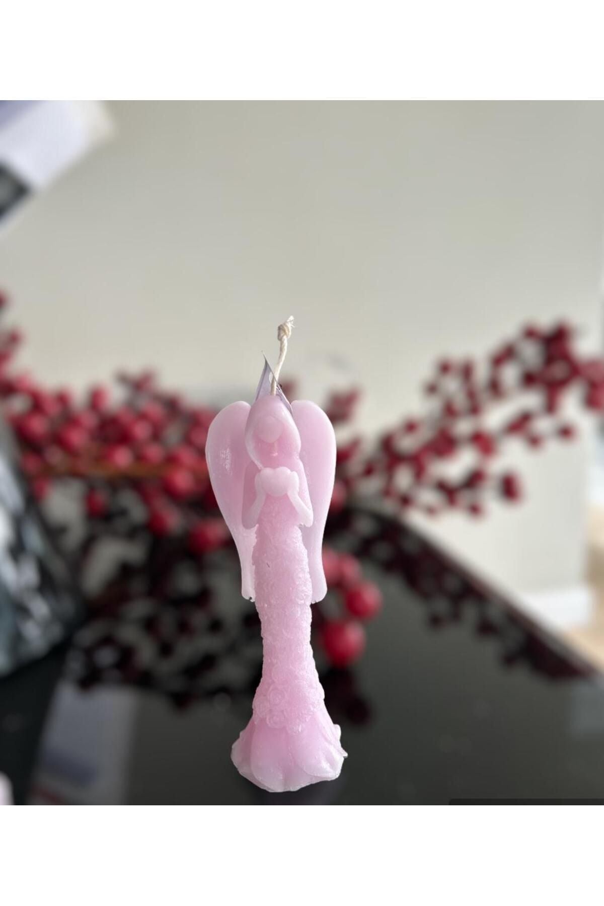 Dekoratif Şakayık ve Melek Seti Gül Tekli Mum Kokulu – görsel 5