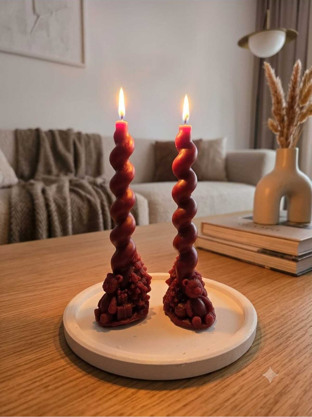 Dekoratif Şamdan Mumu 2'li Bordo
