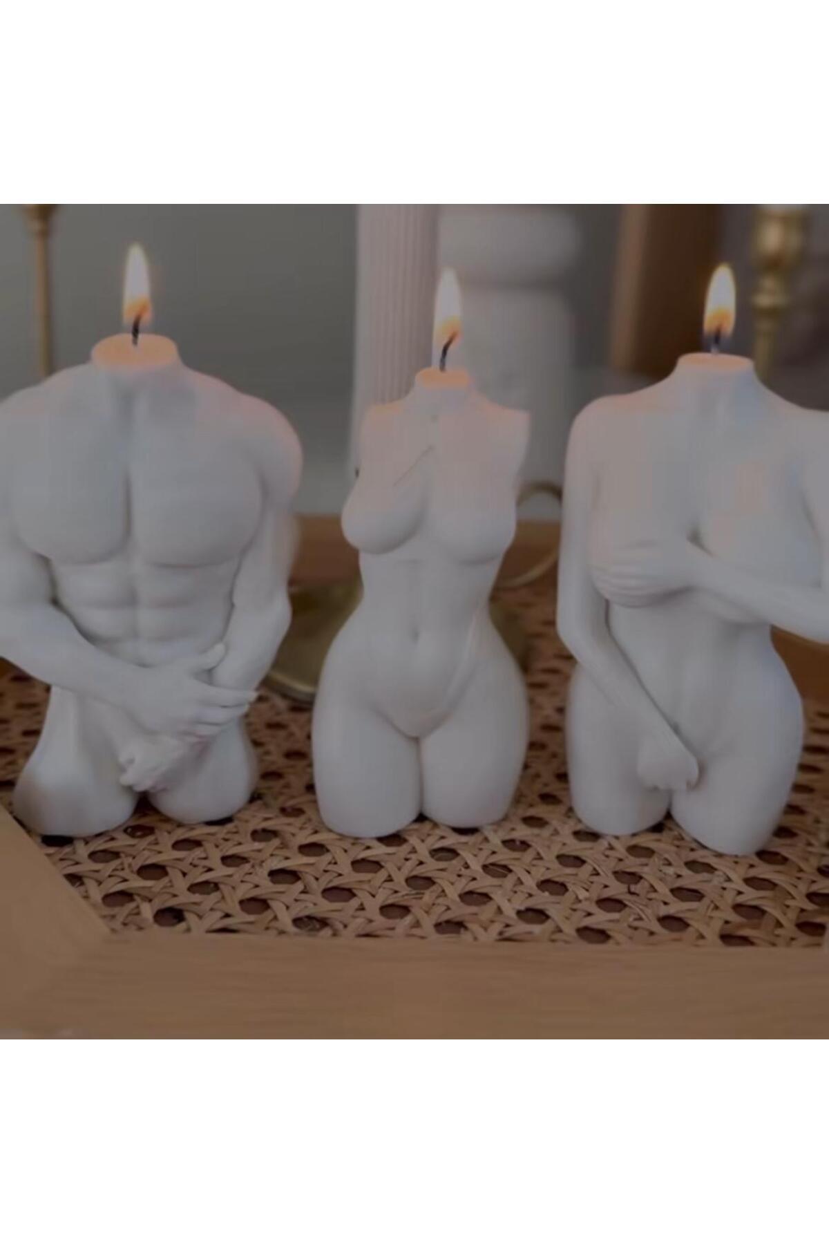 Dekoratif Sexsi Kadın Kırık Beyaz Lüks Mum Tekli – görsel 2