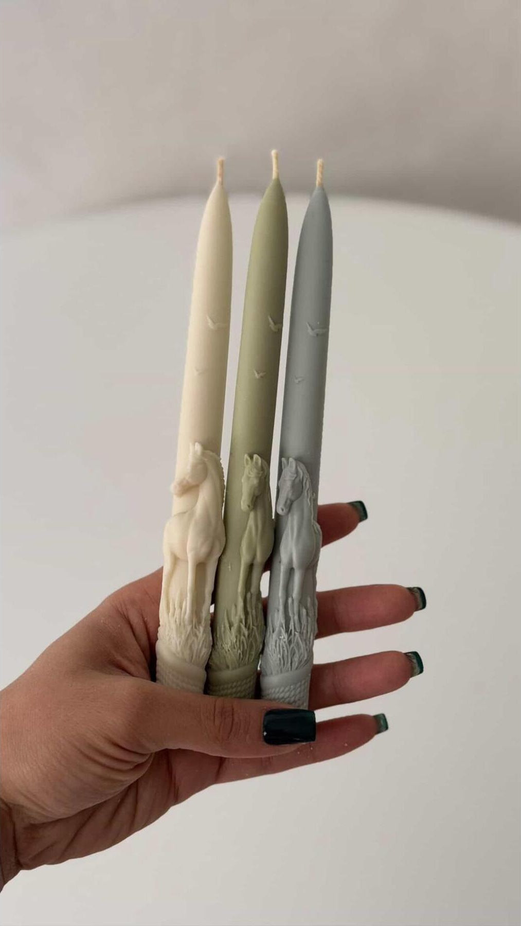 Dekoratif Soya Mum At 3'lü Pastel Abi + Yeşil + Krem 3 Parça