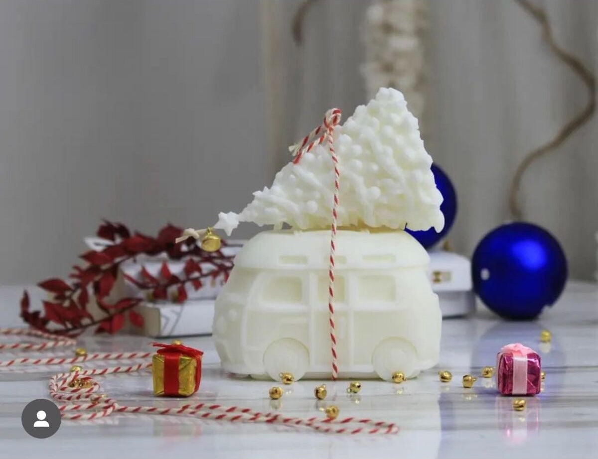 Dekoratif Soya Mum Çam Ağaç Yeni Yıl Kırısmas Beyaz