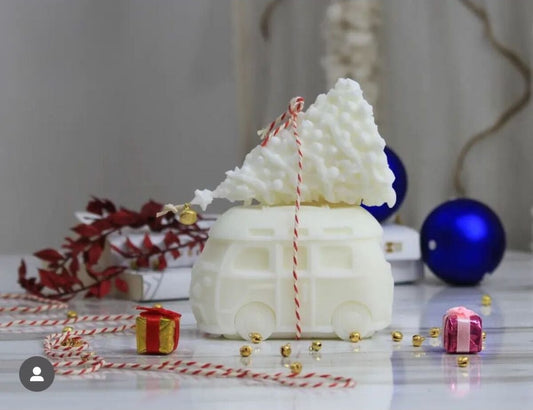 Dekoratif Soya Mum Çam Ağaç Yeni Yıl Kırısmas Beyaz