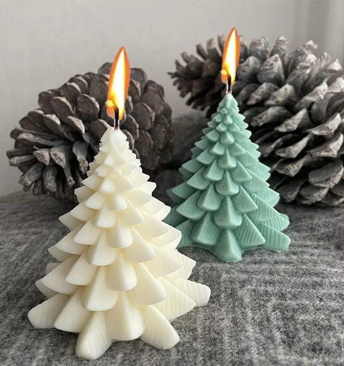 Dekoratif Soya Mum Çam Ağacı Yılbaşı Beyaz 9x9