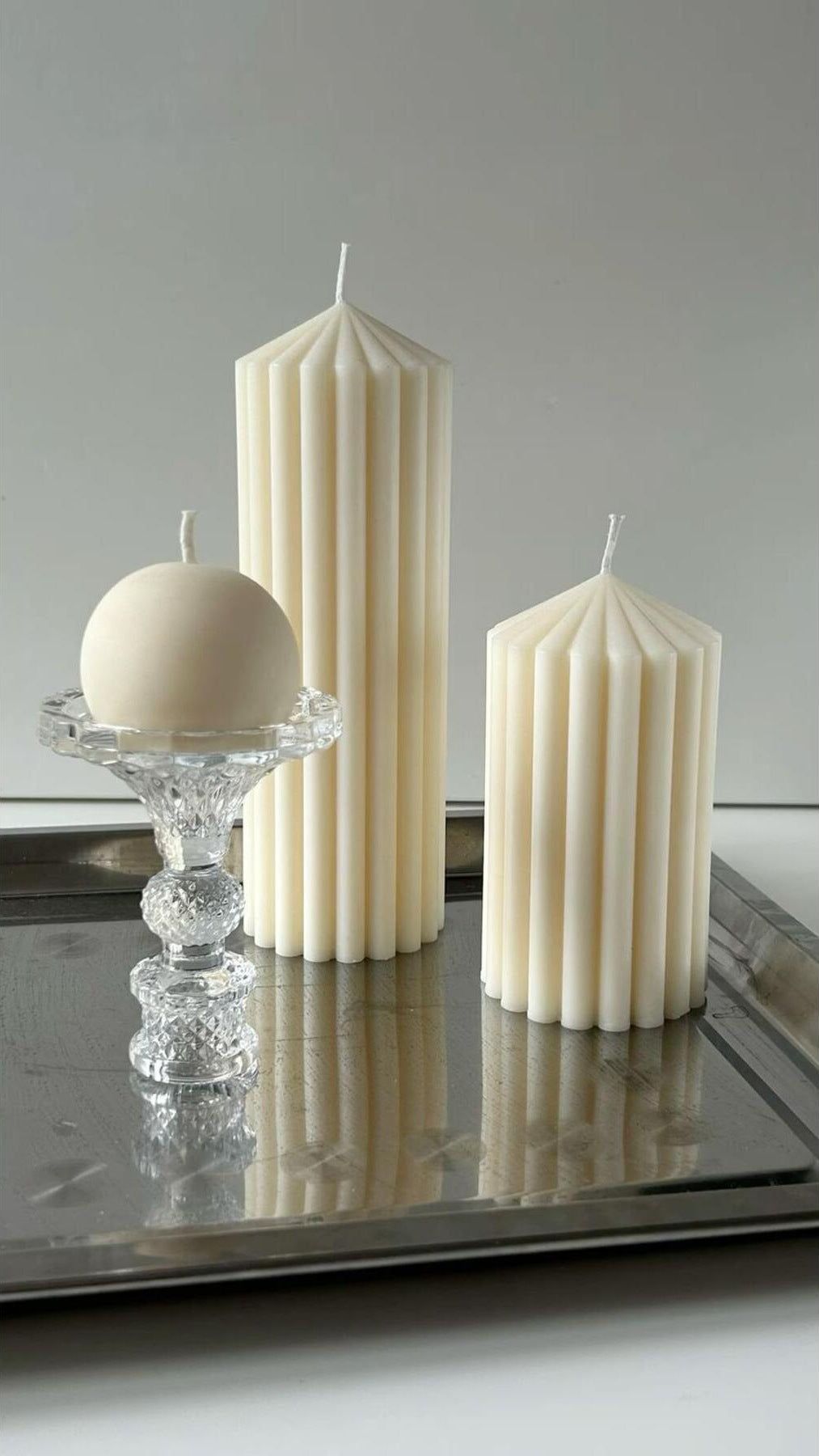 Dekoratif Soya Mum Çokgen + Daire 20x6 6x6 cm Toplam 3 Parça Mumluk Dahil Değil
