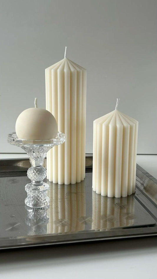 Dekoratif Soya Mum Çokgen + Daire 20x6 6x6 cm Toplam 3 Parça Mumluk Dahil Değil