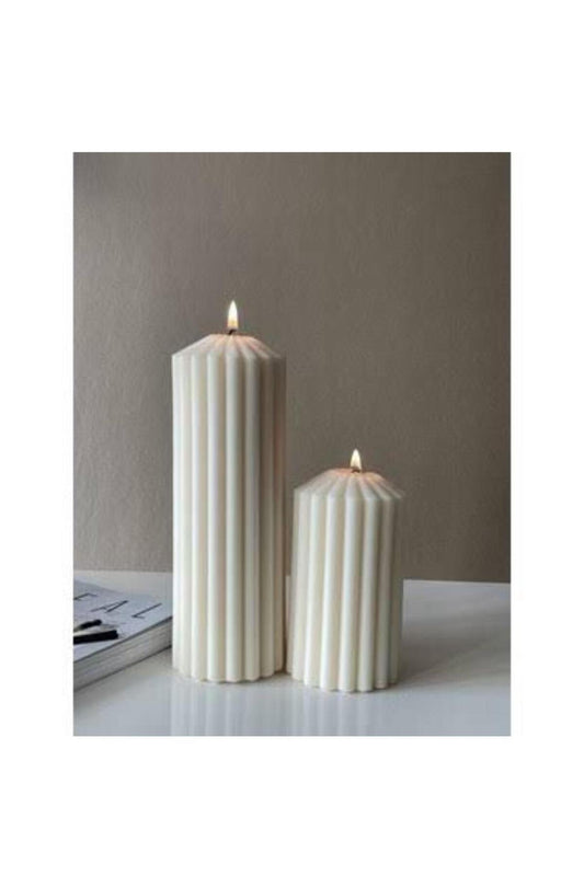 Dekoratif Soya Mum Çokgen Mum 20 cm + 15 cm Toplam 2 Parça