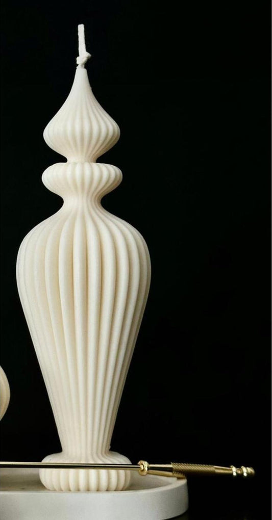Dekoratif Soya Mum Marakeş Vazo Kırık Beyaz 25x10 cm