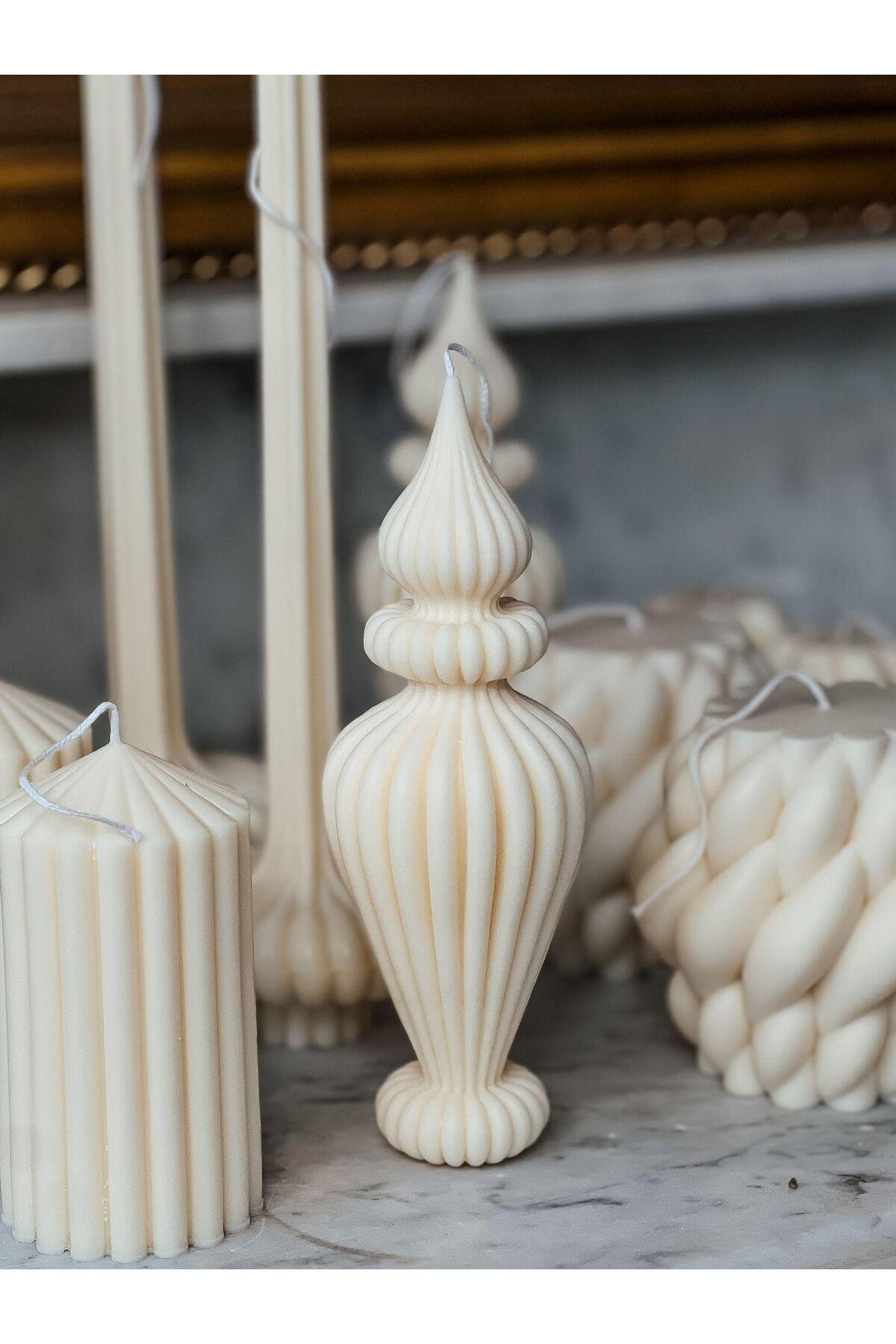 Dekoratif Soya Mum Marakeş Vazo Kırık Beyaz 25x10 cm – görsel 2