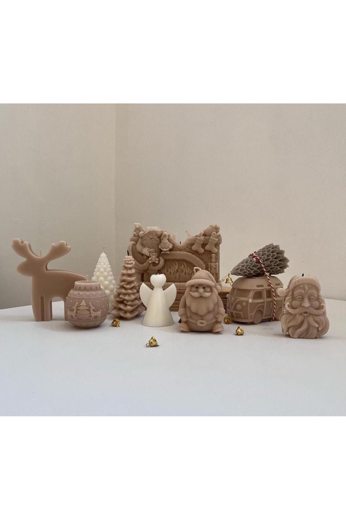 Dekoratif Soya Mum Yılbaşı Arabası + Küçük Ayıkahvetopalm 2 Parça Renk10x7 cm – görsel 7