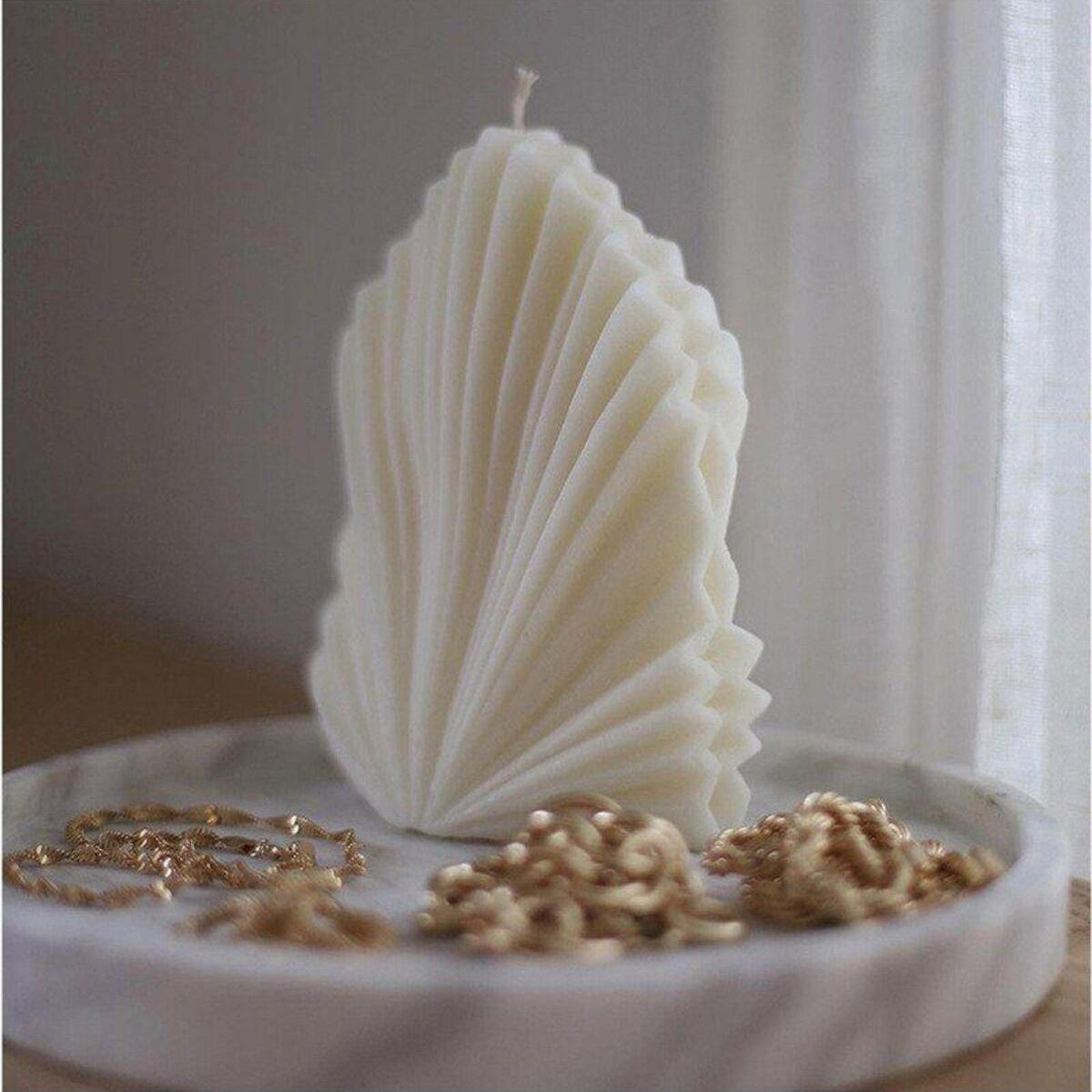 Dekoratif Yelpaze Palm Candle Beyaz Lüks Mum