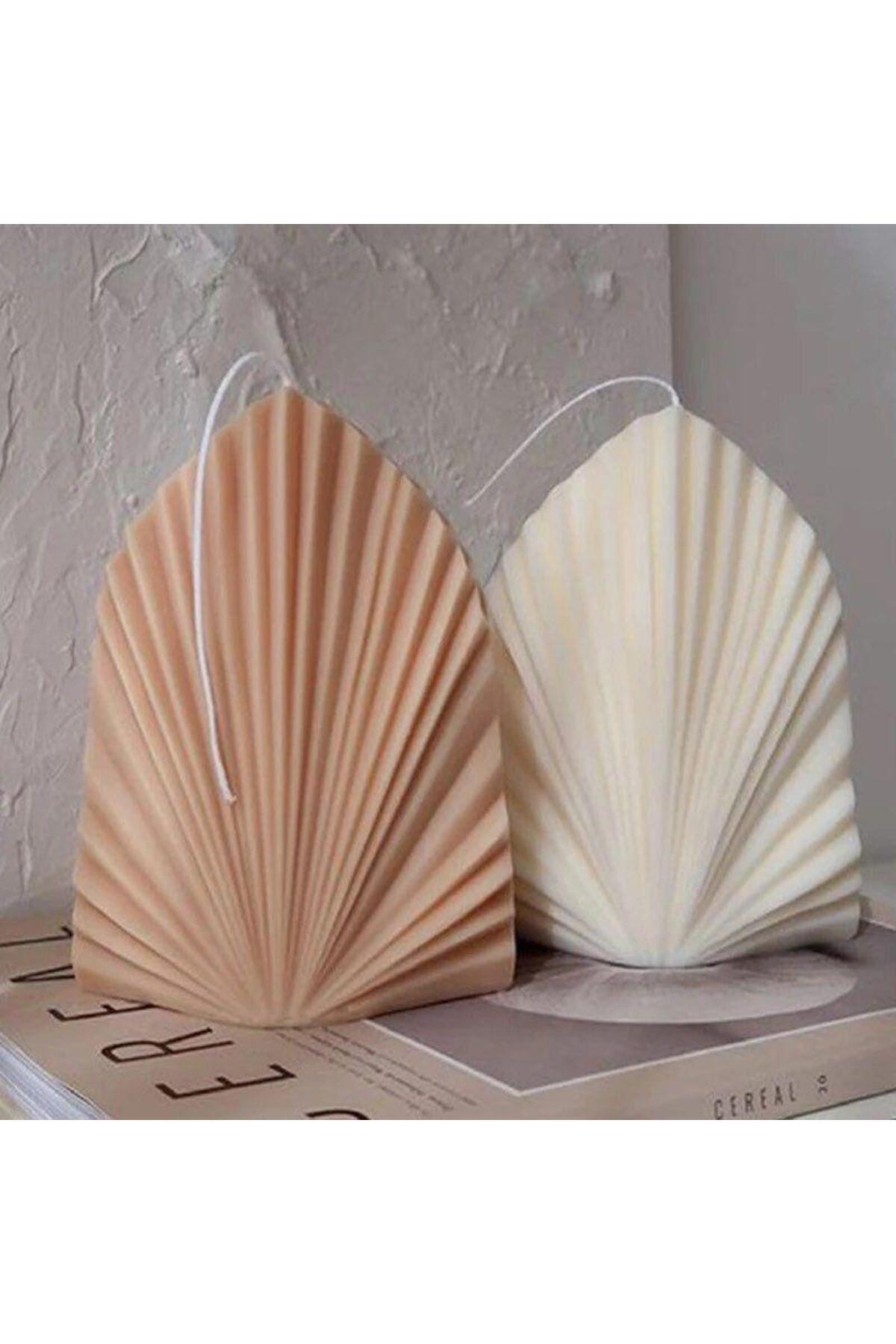 Dekoratif Yelpaze Palm Candle Beyaz Lüks Mum – görsel 3