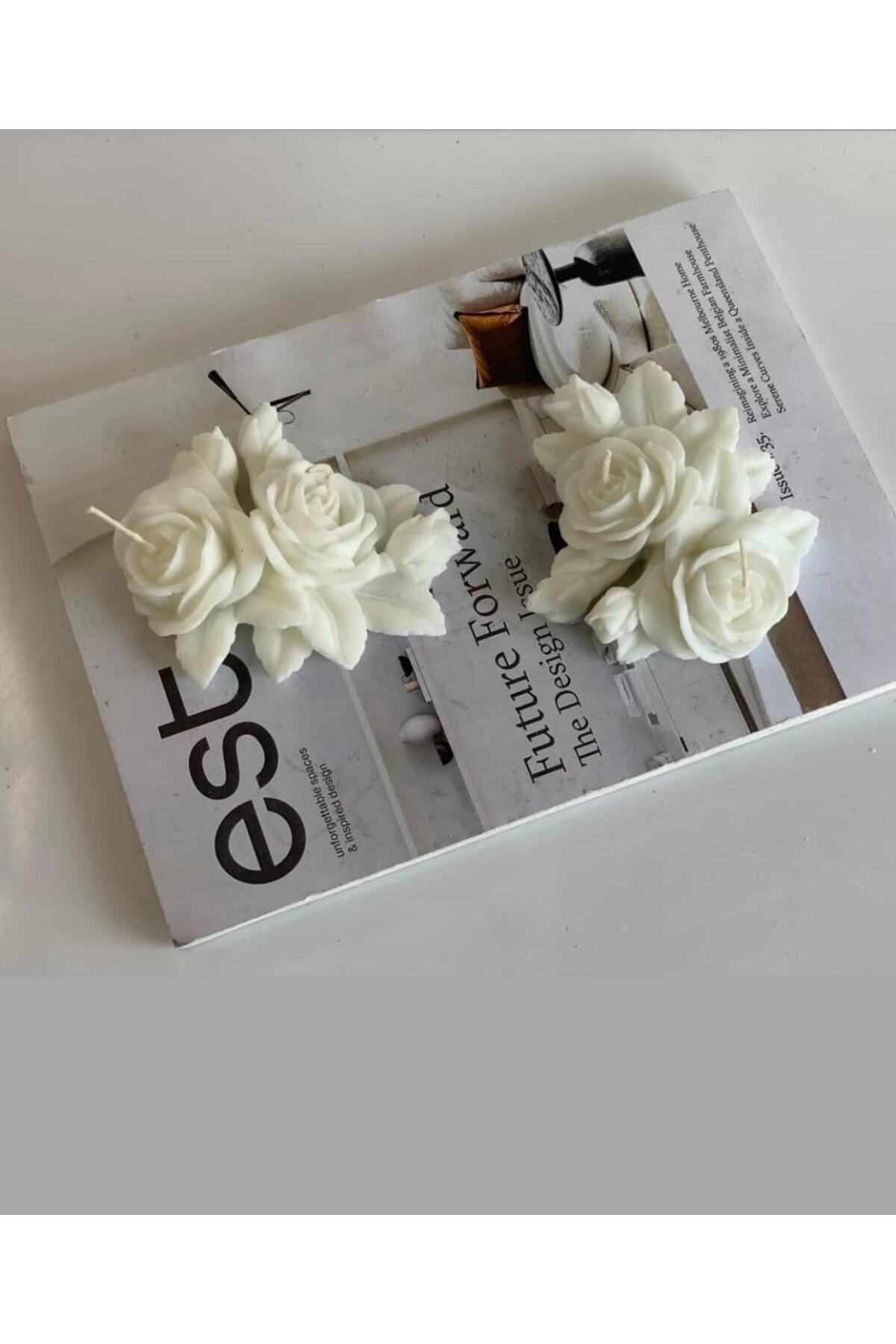 Gül Desenli Çiçek Dekoratif Gül Mum – görsel 3