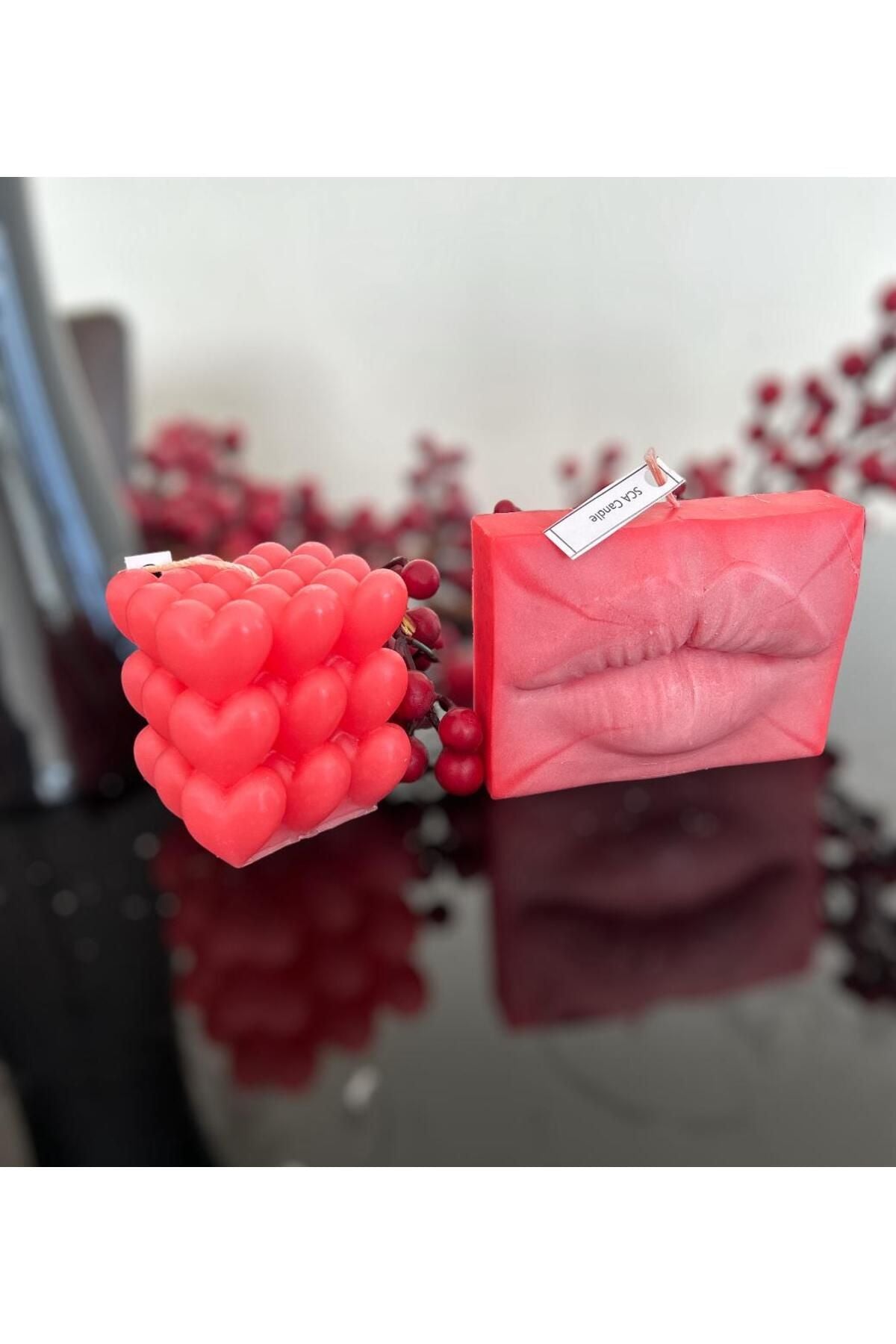 Kalp Mum Sevgili Gününe Özel %100 Soya Wax Tekli Sevgiler Mum Kokulu – görsel 2