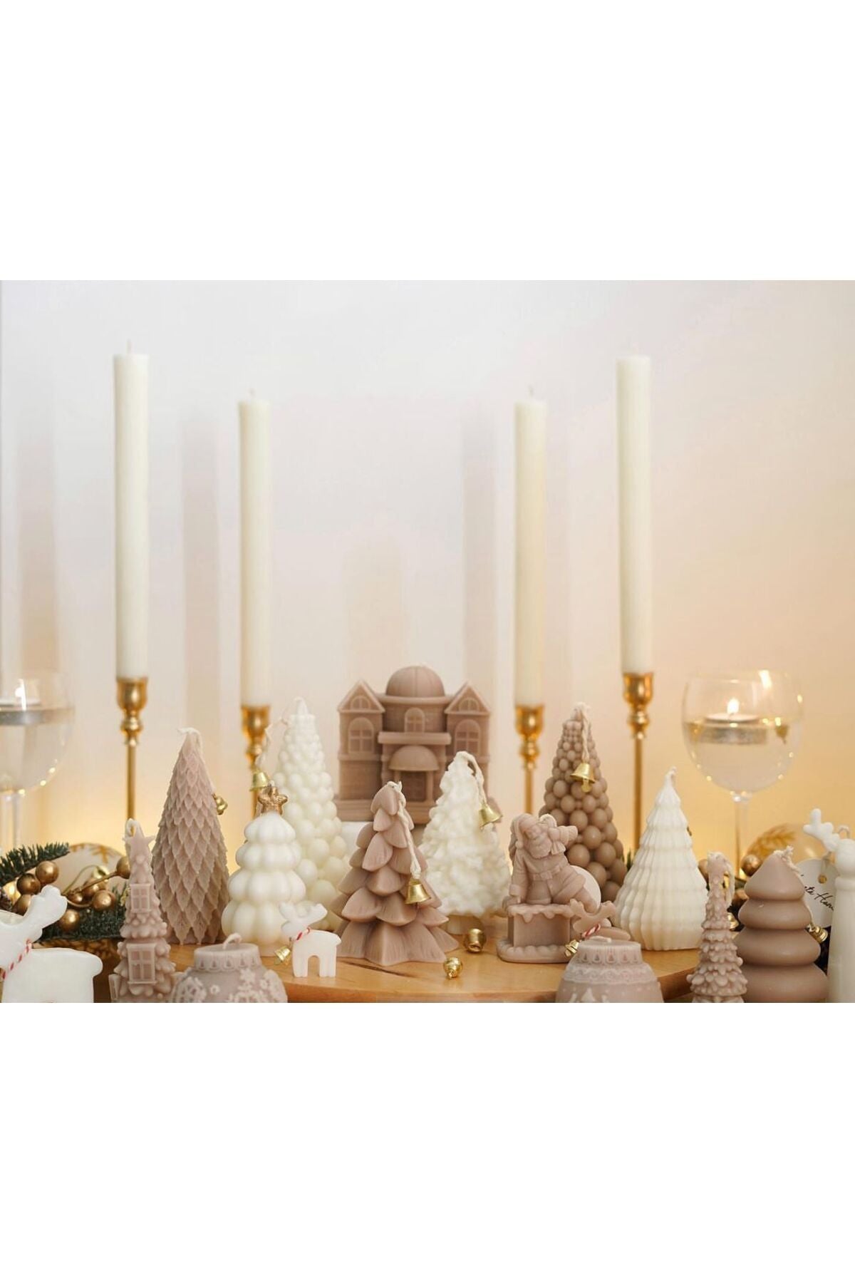 Noeal Baba Noel Yılbaşı Ev Beyaz Dekoratif Mum – görsel 3