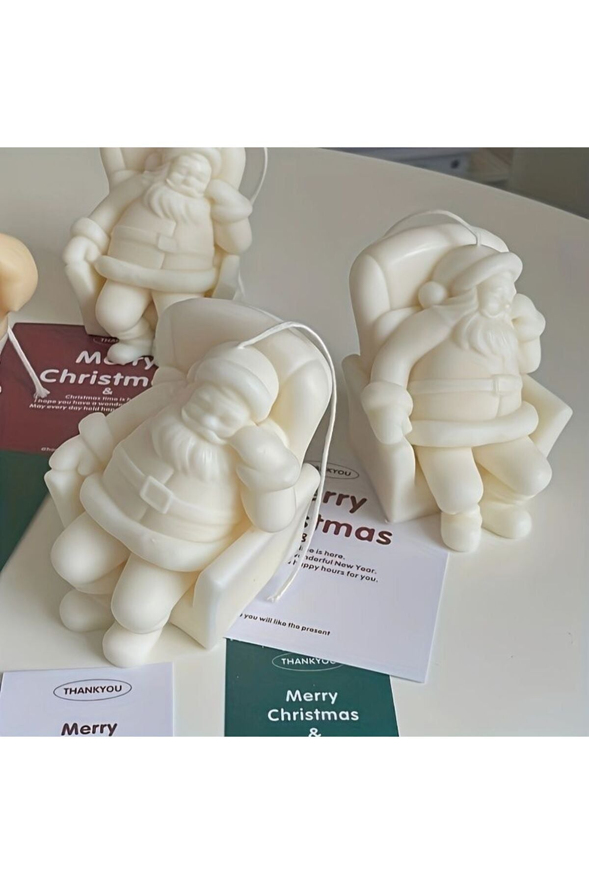 Noel Baba Noel Yılbaşı Oturan Adam Düz Beeyaz 10x6 cm – görsel 2