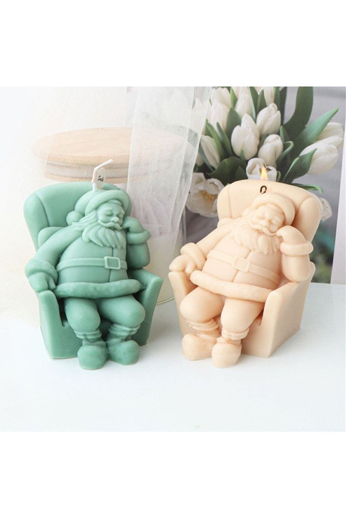 Noel Baba Noel Yılbaşı Oturan Adam Düz Beeyaz 10x6 cm – görsel 4