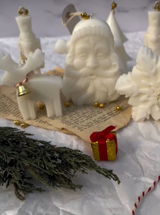 Noel Baba Yılbaşı Beyaz Dekoratif Mum