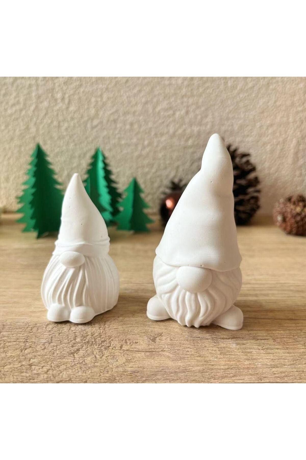 Noel Baba Yılbaşı Beyaz Dekoratif Mum – görsel 4