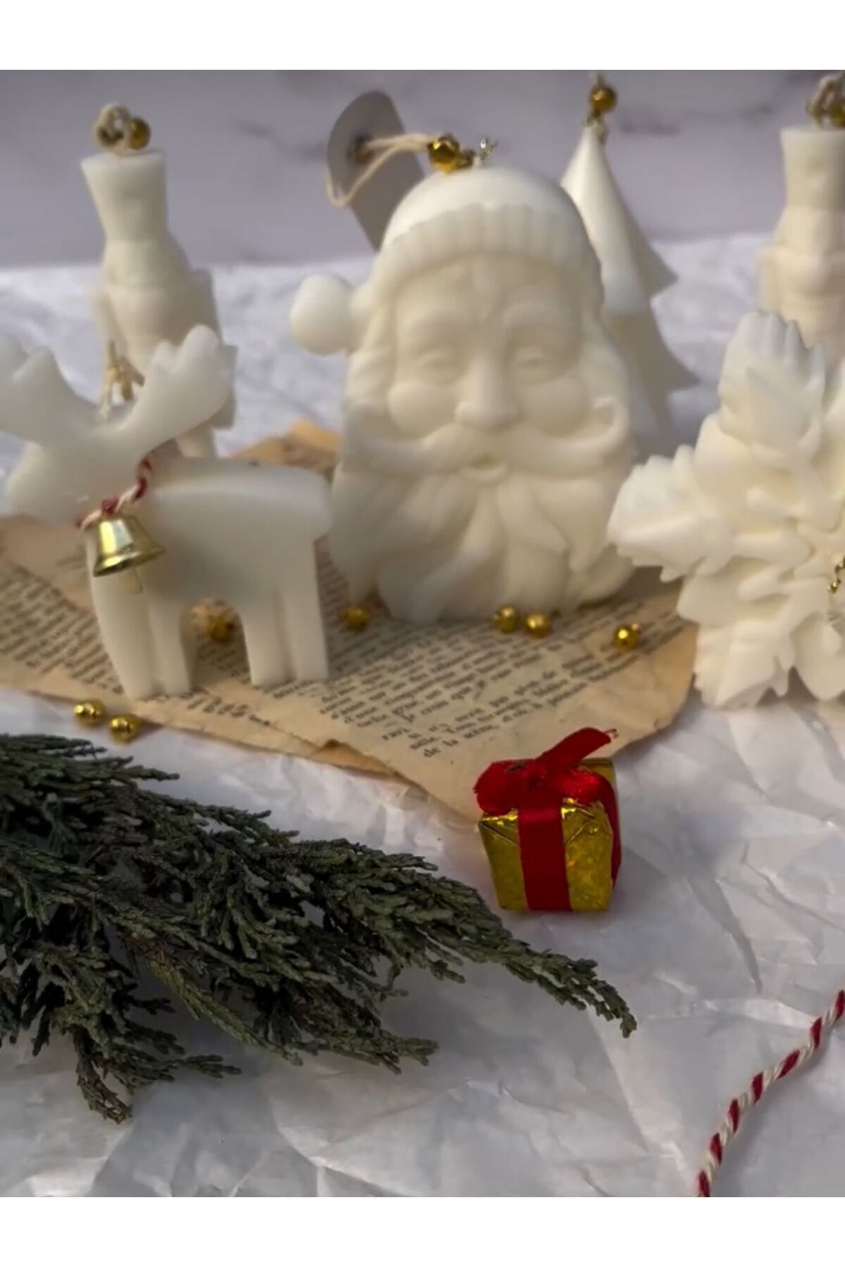 Noel Baba Yılbaşı Kahve Dekoratif Mum – görsel 4
