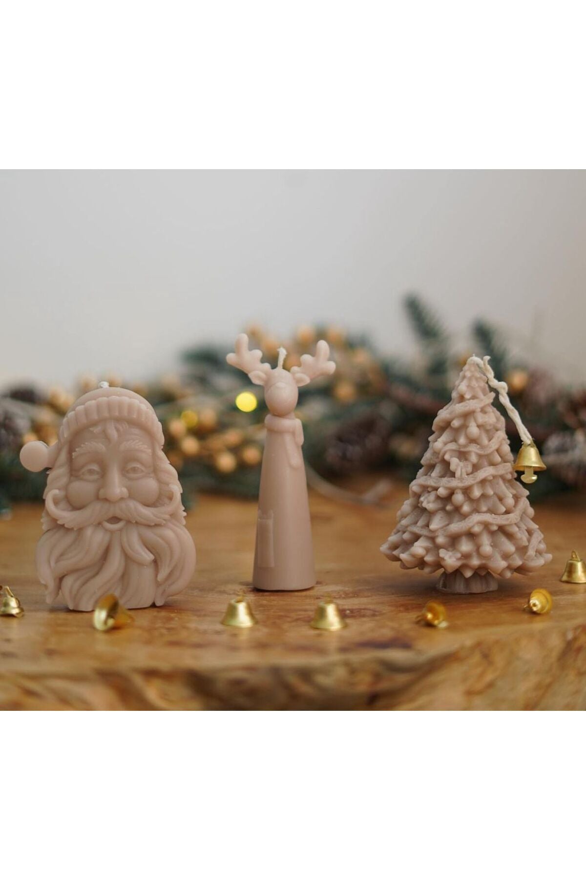 Noel Baba Yılbaşı Kahve Dekoratif Mum – görsel 6