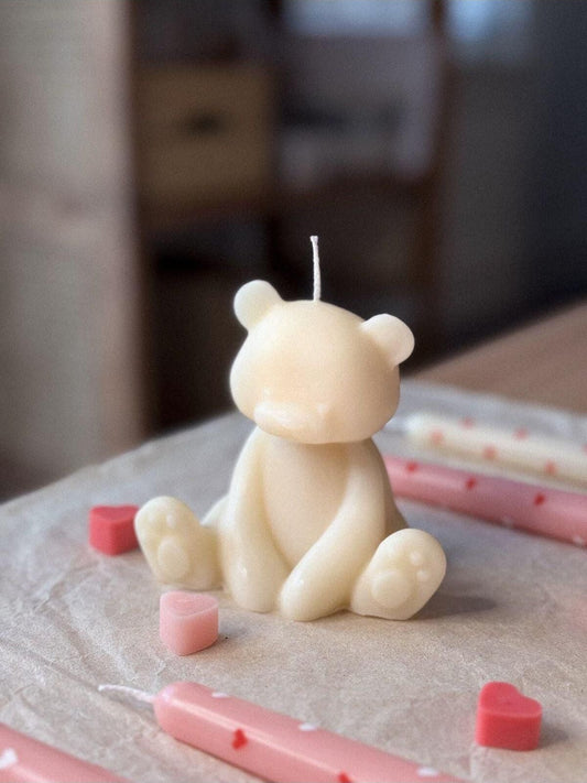 Tedi Ayıcık Bear Mum Açık Beyaz Lüks Mum