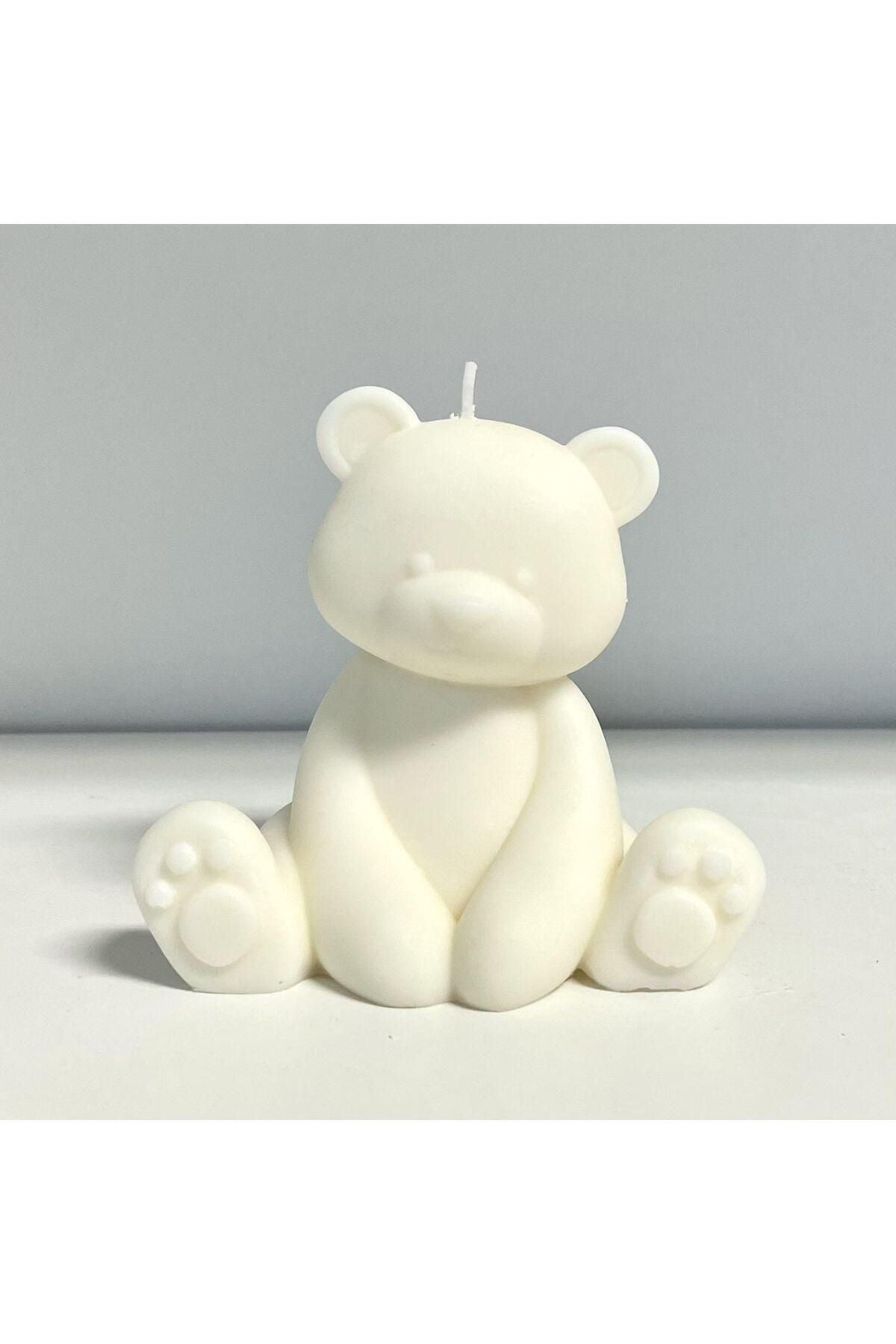 Tedi Ayıcık Bear Mum Açık Beyaz Lüks Mum – görsel 3
