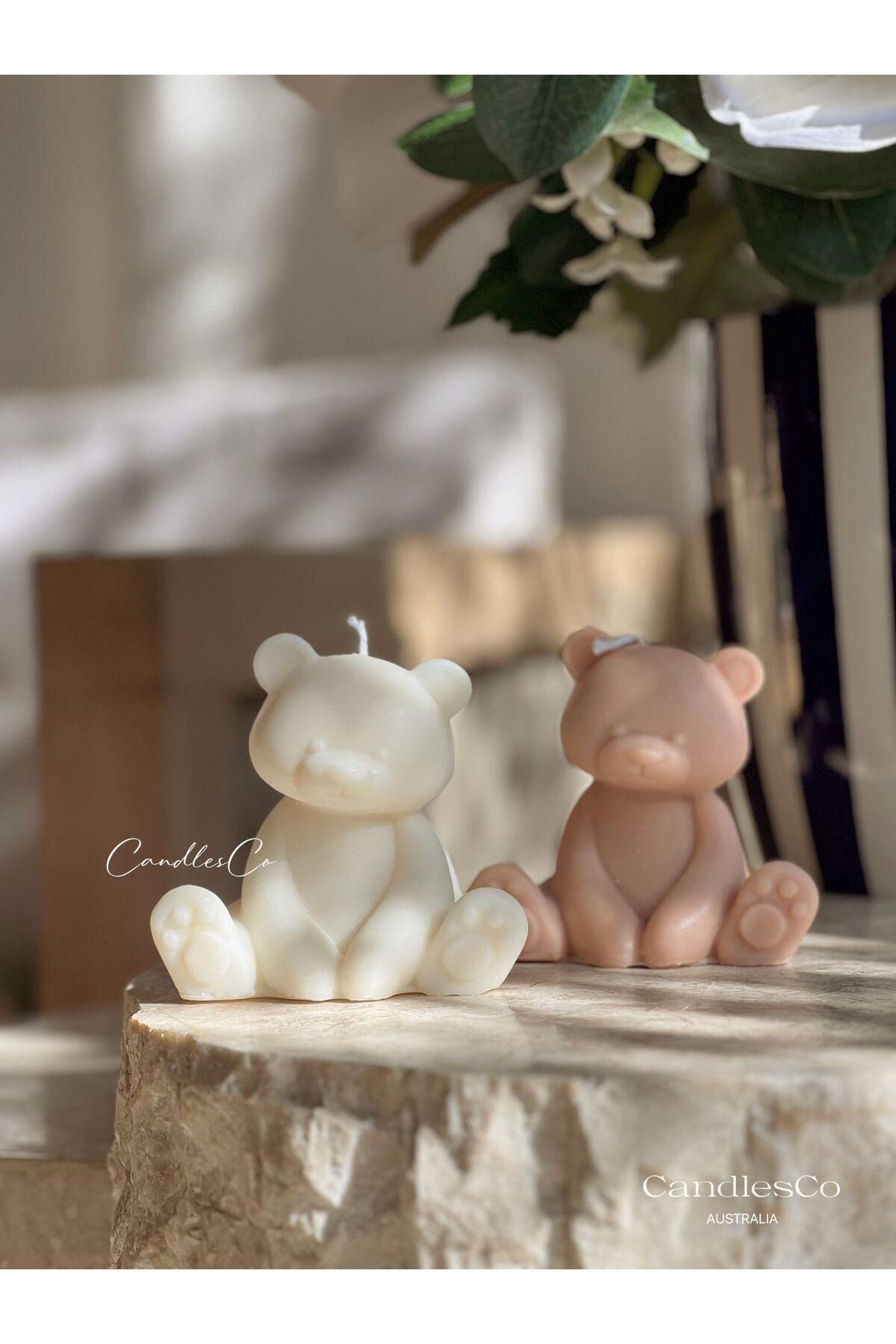 Tedi Ayıcık Bear Mum Açık Beyaz Lüks Mum – görsel 4