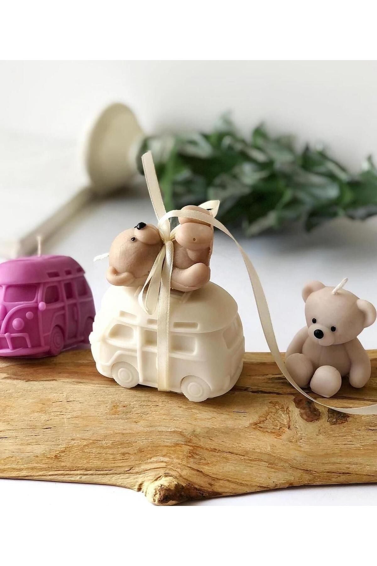 Yılbaşı Arabasıyeni Yıl Minik Araba + Küçük Ayı Sarı Dekoratif %100 Soya Wax Kokulu – görsel 5