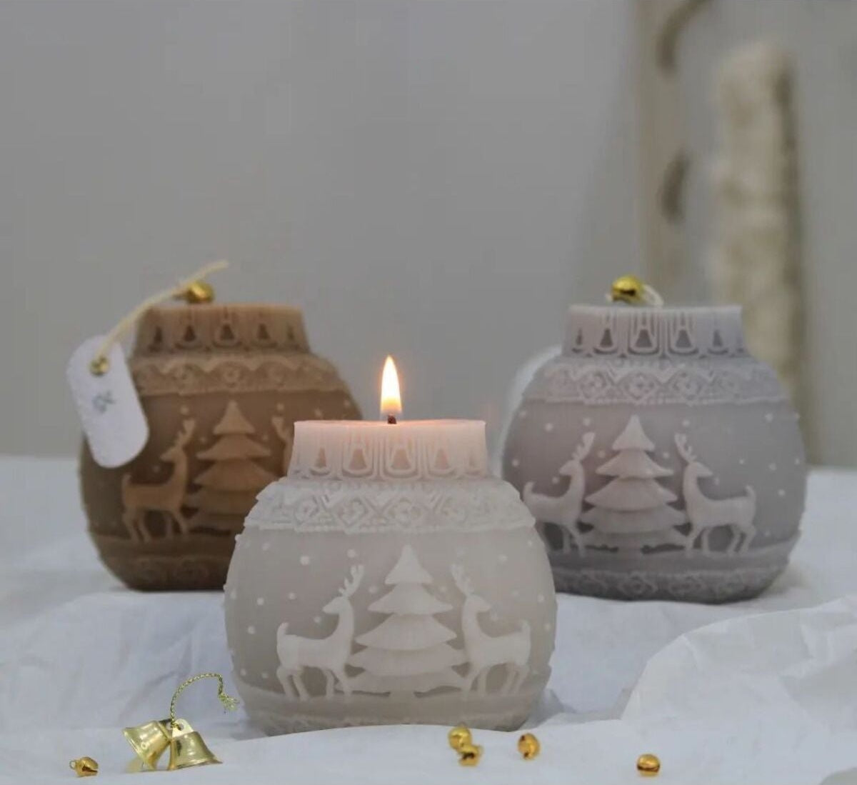 Yılbaşı Noel Baba Mum Beyaz