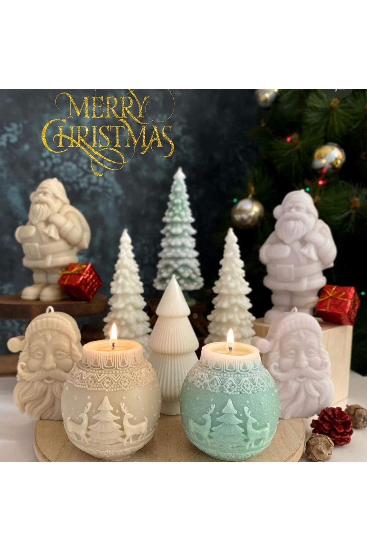 Yılbaşı Noel Baba Mum Beyaz – görsel 2