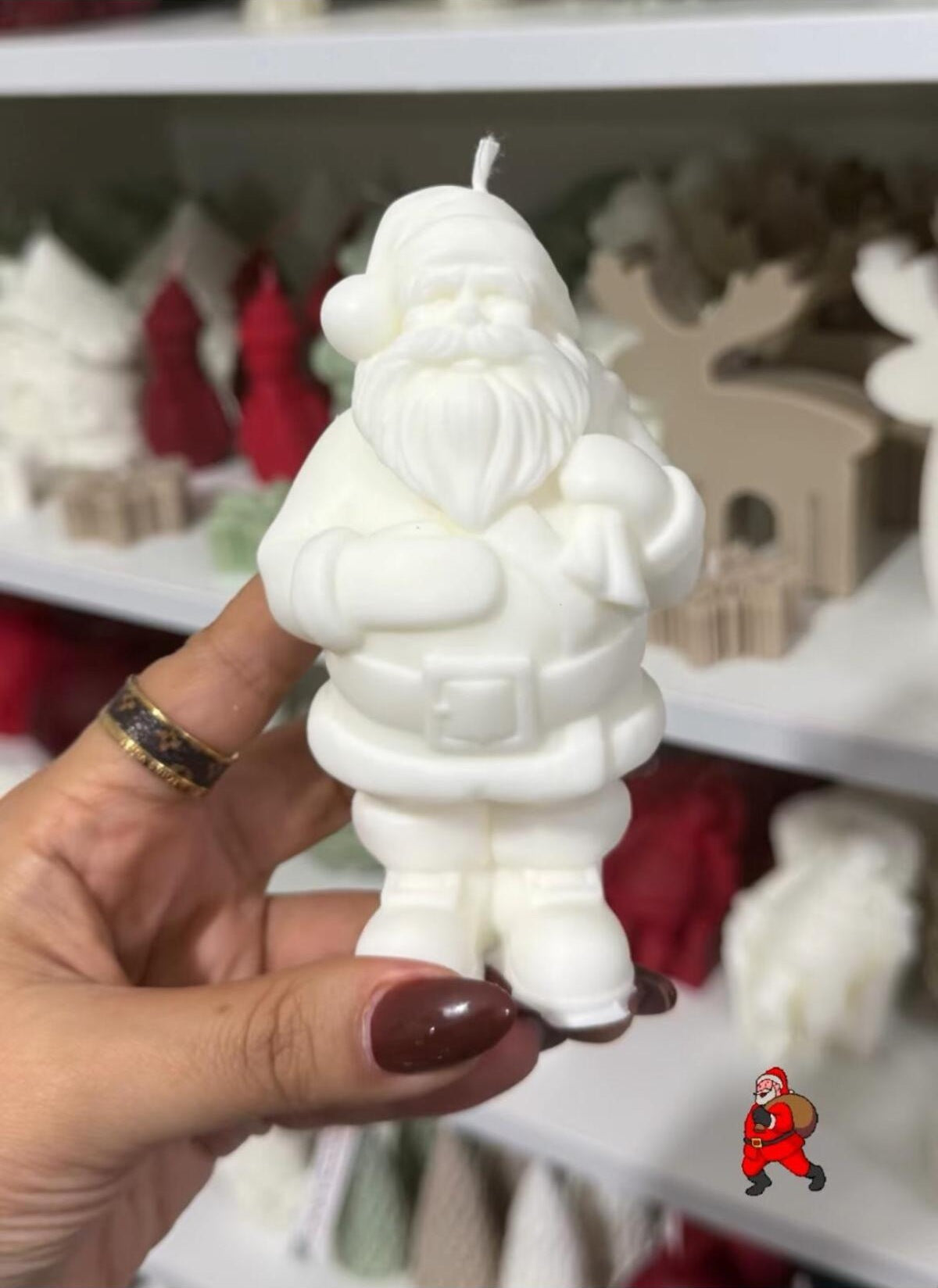 Yılbaşı Temalı Dekoratif Noel Baba Mum Beyaz