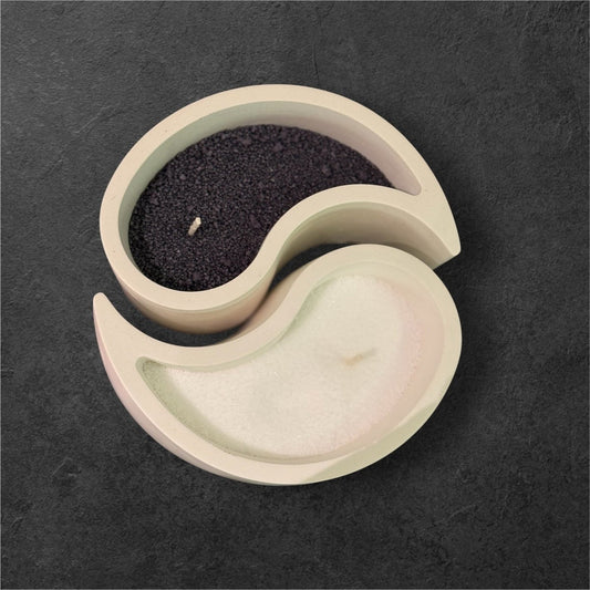 Yin Yang 2'li İnci Mum Dolgulu Dekoratif Taş Mumluk